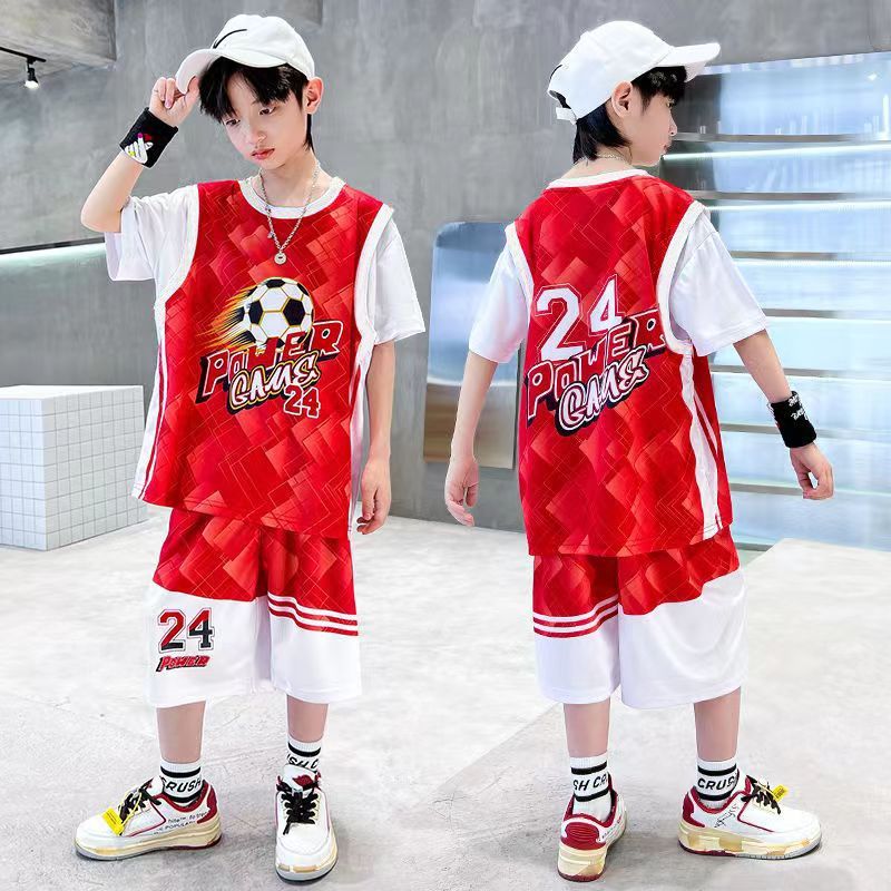 boys‘ basketball wear quick-drying boys‘ summer vest children‘s handsome medium and big children‘s sports  shirt suit sleeveless