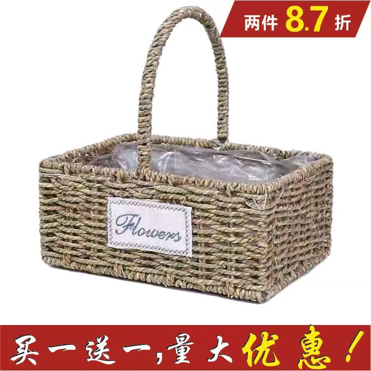 portable flower basket wholesale rattan weaving internet celebrity confinement egg basket flower arrangement fruit simulation woven flower pot qixi