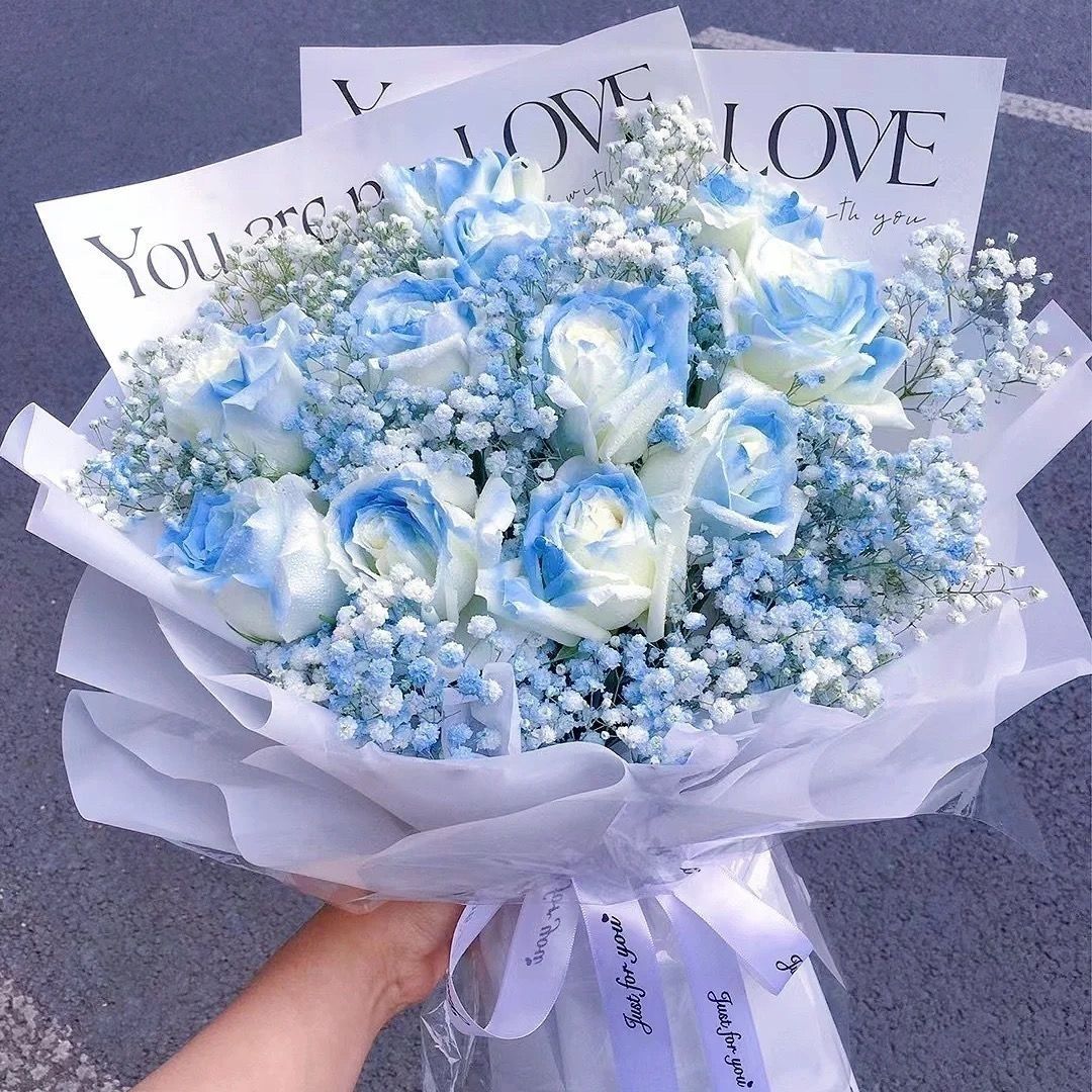 birthday gift for girlfriend special 18-year-old adult gift ice blue rose finished chinese valentine‘s day bouquet