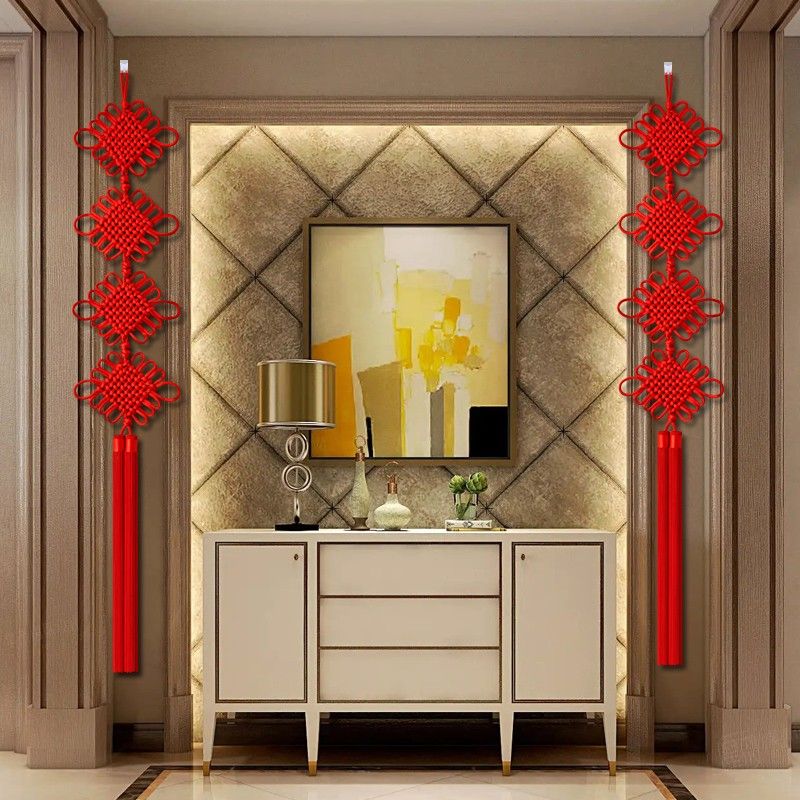High-End Chinese Knot Handmade Pendant Living Room Entrance Town House Wall Hanging Decorations Housewarming Couplet Small Pendant Entry Door