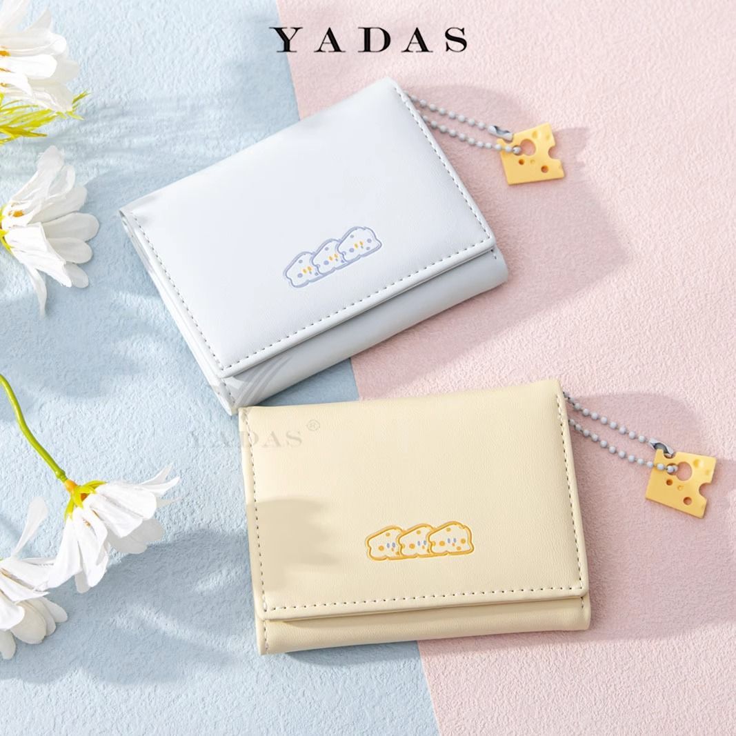 cheese wallet japanese cute card holder short women‘s coin purse tri-fold simple embroidery texture mori style original