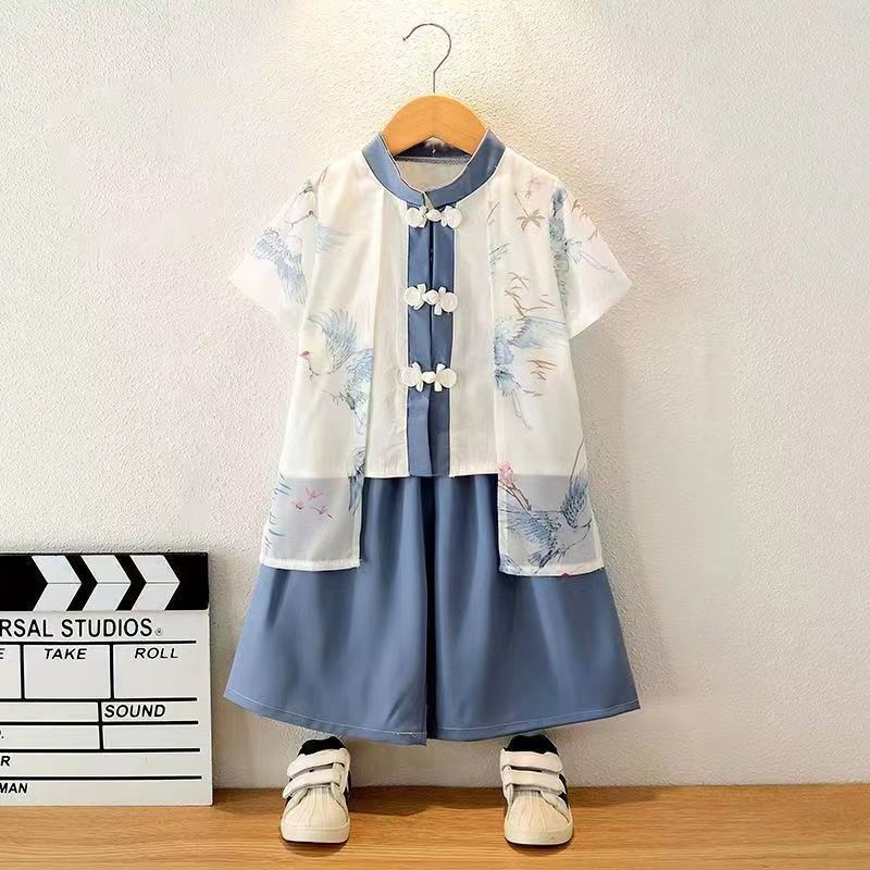 hanfu boys‘ chinese style suit new retro children‘s boys‘ ancient style popular improved young master clothing summer and autumn