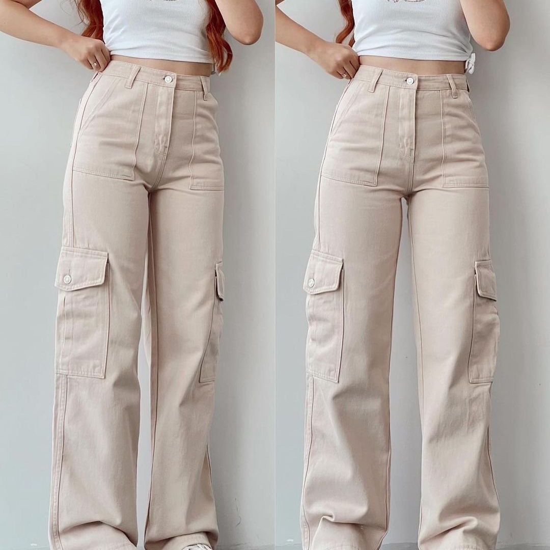 casual cargo pants european and american new women‘s clothes all-matching casual pants three-dimensional pocket waist-tight overalls