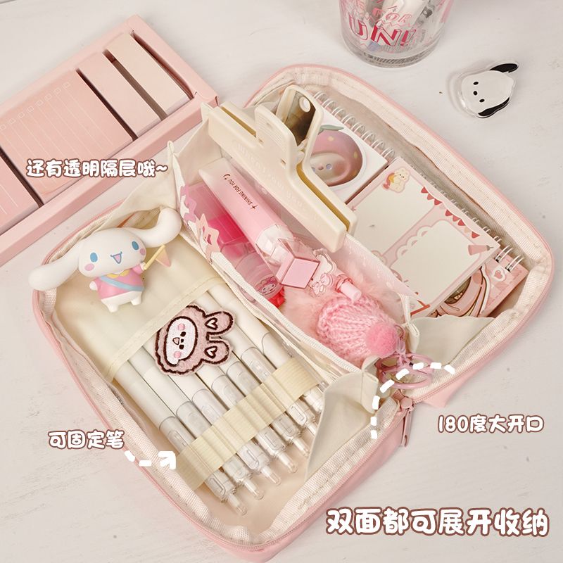 niche pencil case junior high school female students new ins multi-layer mori style versatile large capacity dopamine stationery storage box