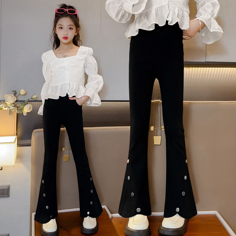 girls flared pants spring and autumn new medium and large children‘s fashionable stylish stretch jeans children‘s all-match slim flare pants