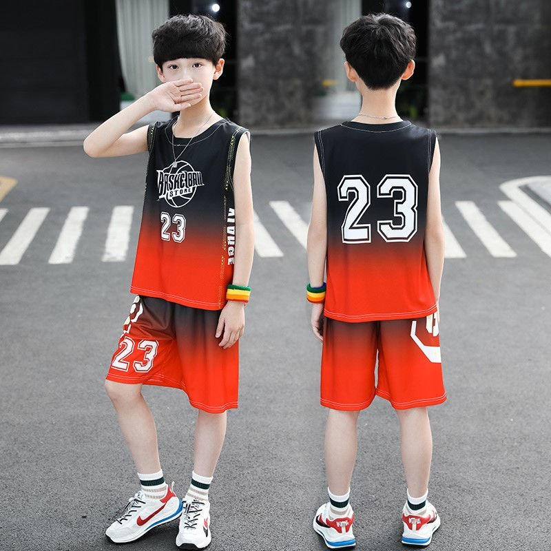 vest children's boyish look boys' basketball wear quick-drying outfit sleeveless summer clothes middle and big children's sports jersey