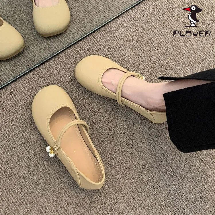 plover genuine leather two-way french style women‘s mary jane shoes summer 2024 new soft bottom with skirt small leather shoes