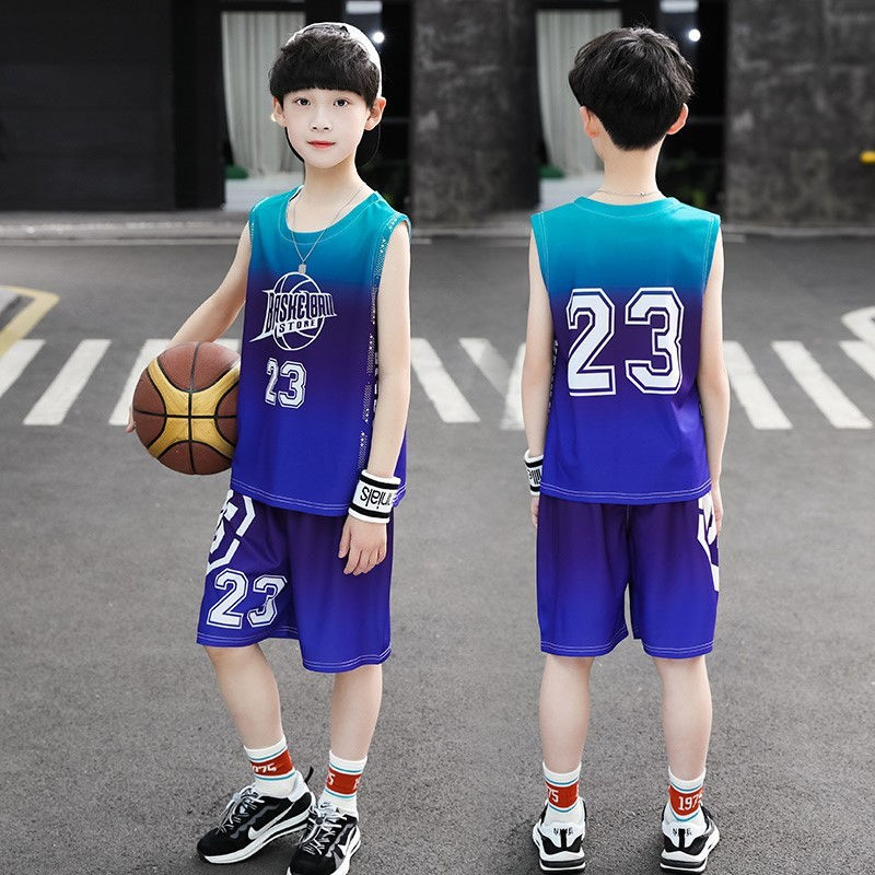 vest children's boyish look boys' basketball wear quick-drying outfit sleeveless summer clothes middle and big children's sports jersey