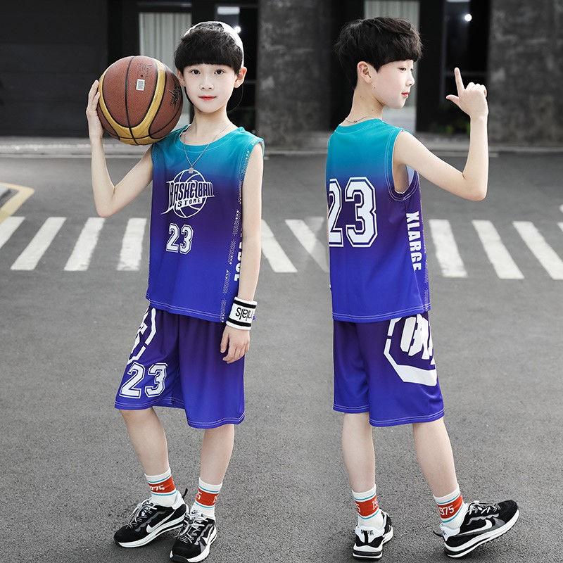 vest children's boyish look boys' basketball wear quick-drying outfit sleeveless summer clothes middle and big children's sports jersey