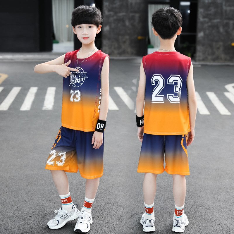 vest children's boyish look boys' basketball wear quick-drying outfit sleeveless summer clothes middle and big children's sports jersey