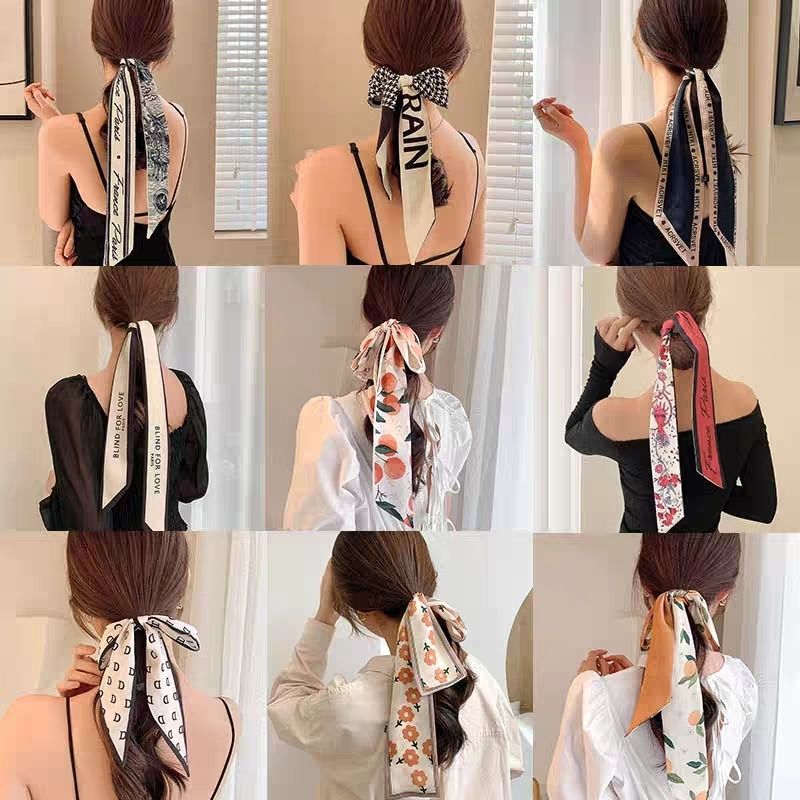 ribbon popular french super fairy ribbon hair tie silk scarf hair band for women 2023 new thin headdress wholesale