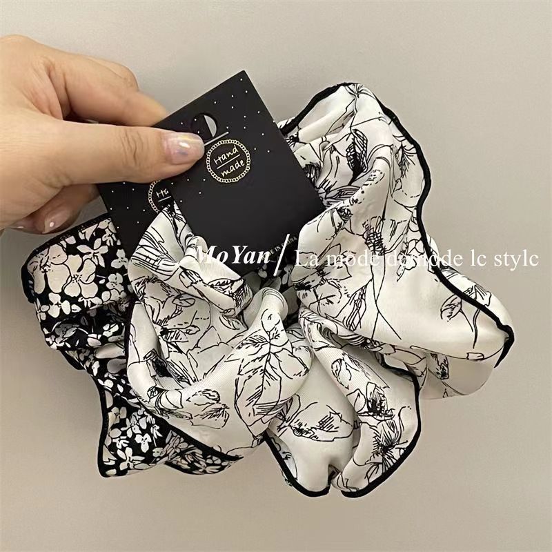 french ink ribbon bowknot large intestine hair ring 2023 new niche design temperament low ponytail hair string