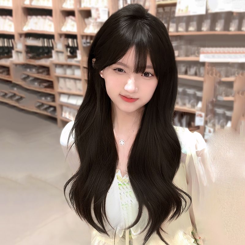 wig women‘s long hair lolita big wave air bangs long curly hair anime cos realistic natural full-head wig