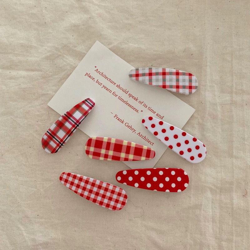 korean style ins plaid polka dot cherry red girl heart cute red series barrettes bb clip soft girl bang clip accessories