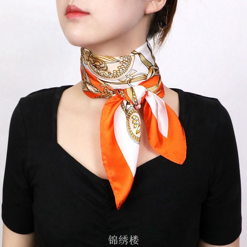 new silk satin 70*70 all-matching western style artificial silk mulberry silk scarf middle-aged and elderly decorative scarf neck protection small silk scarf