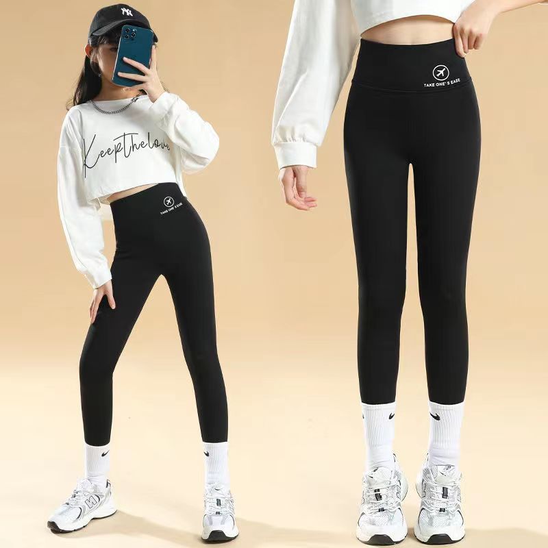 girls‘ shark pants spring and autumn trousers children‘s leggings internet celebrity same style big children‘s winter fleece-lined high stretch pants