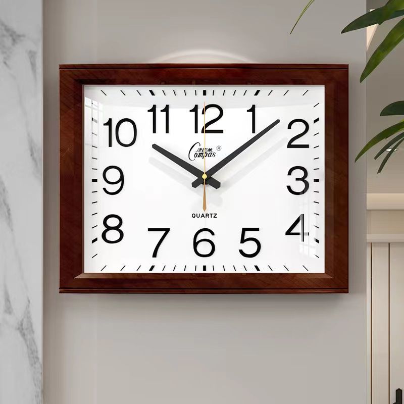 kangbassi clock wall clock living room home wall-mounted with calendar square simple office bedroom mute quartz clock