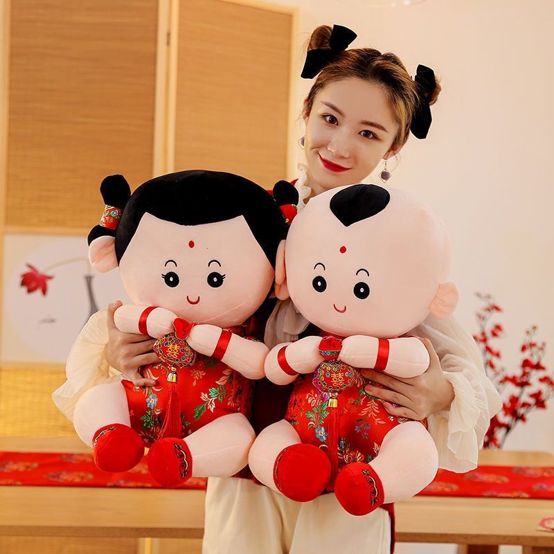 wedding marriage gift new wedding doll a pair of wedding room pillow couple doll bedside chinese high-end wedding doll