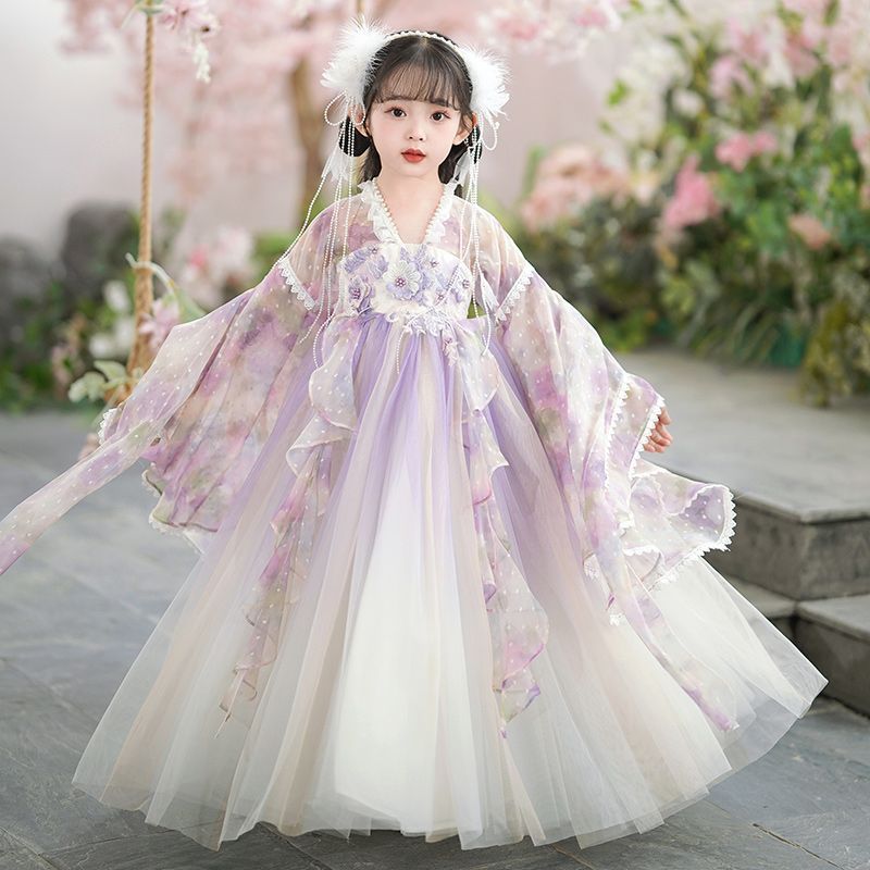 girls‘ ancient style super fairy hanfu ruqun summer little girl chinese style tang suit children‘s ancient costume dress spring and autumn