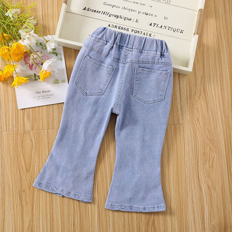 Girls' Split Fred Pants Spring and Autumn 2024 New Western Style Fashion Baby Girls' Jeans Fried Street Children's Pants