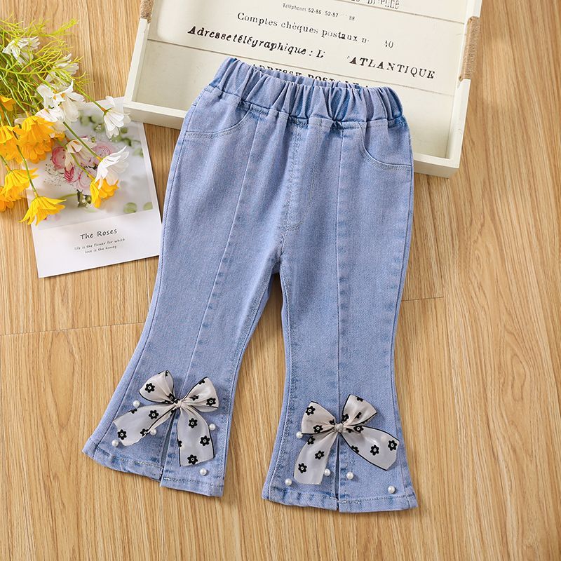 Girls' Split Fred Pants Spring and Autumn 2024 New Western Style Fashion Baby Girls' Jeans Fried Street Children's Pants