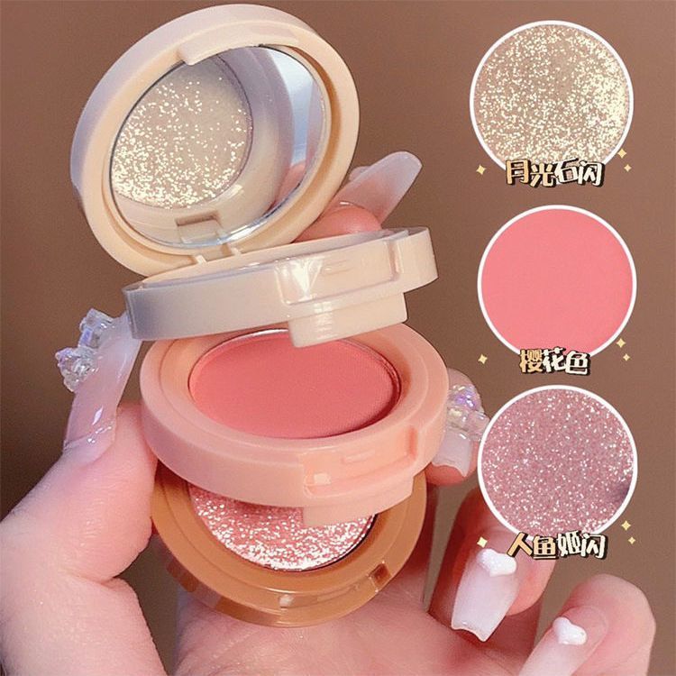 li jiaqi recommended three-layer high-gloss blush matte eye shadow plate eye shadow bright crystal fine shining lying silkworm brightening official authentic