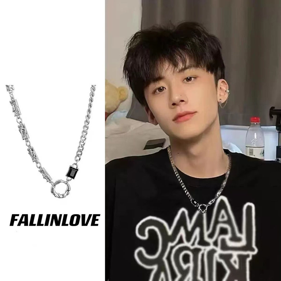 new titanium steel all-match necklace for boys and girls high-grade light luxury design ruffle handsome stylish brand hip hop clavicle chain ins