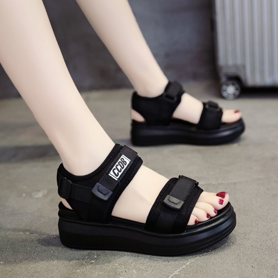 sports sandals women‘s summer internet-famous platform platform wedge flat student soft bottom beach shoes