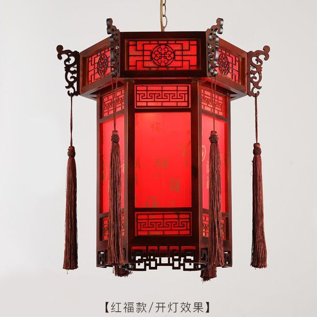 Chinese Wedding Antique GD Balcony Court Chandelier Antique Handmade Hexagonal Lantern New Chinese Outdoor Chandelier