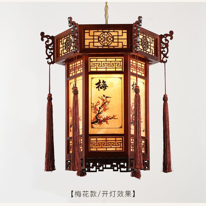 Chinese Wedding Antique GD Balcony Court Chandelier Antique Handmade Hexagonal Lantern New Chinese Outdoor Chandelier