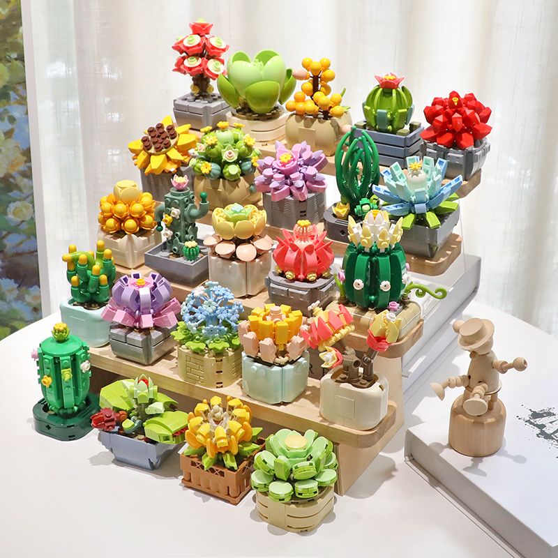 fermi succulent building blocks guanyin lotus flower jade rose green phoenix yudie ruo bottle green lotus assembly model ornaments