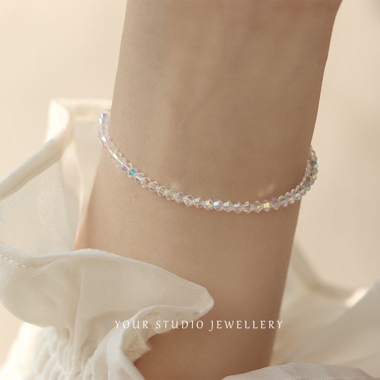 super shiny! ultra fine crystal bracelet ins special-interest design girls high-grade light luxury twin simple girlfriends bracelet