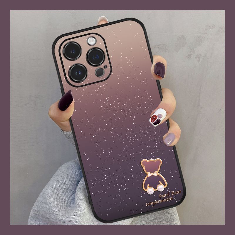 starry pearl bear mobile phone shell for iphone 14promax/13promax/12pro/11pro/xr silicone case 8p