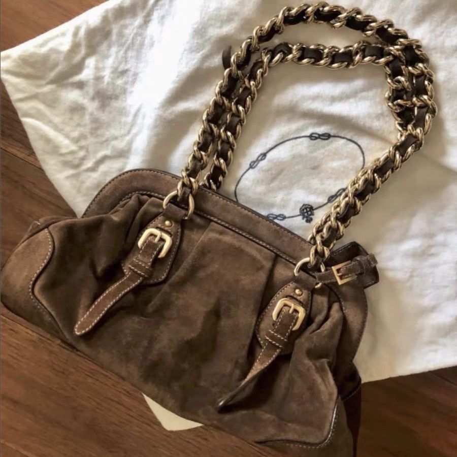 2024 new good-looking ins style high-end brown vintage bag korean style high-end custom crossbody chain exquisite bag