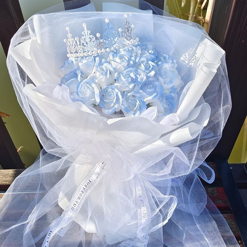 finished product ice crushing blue rose bouquet artificial flower classic style boyfriend girlfriends preserved fresh flower soap flower birthday qixi