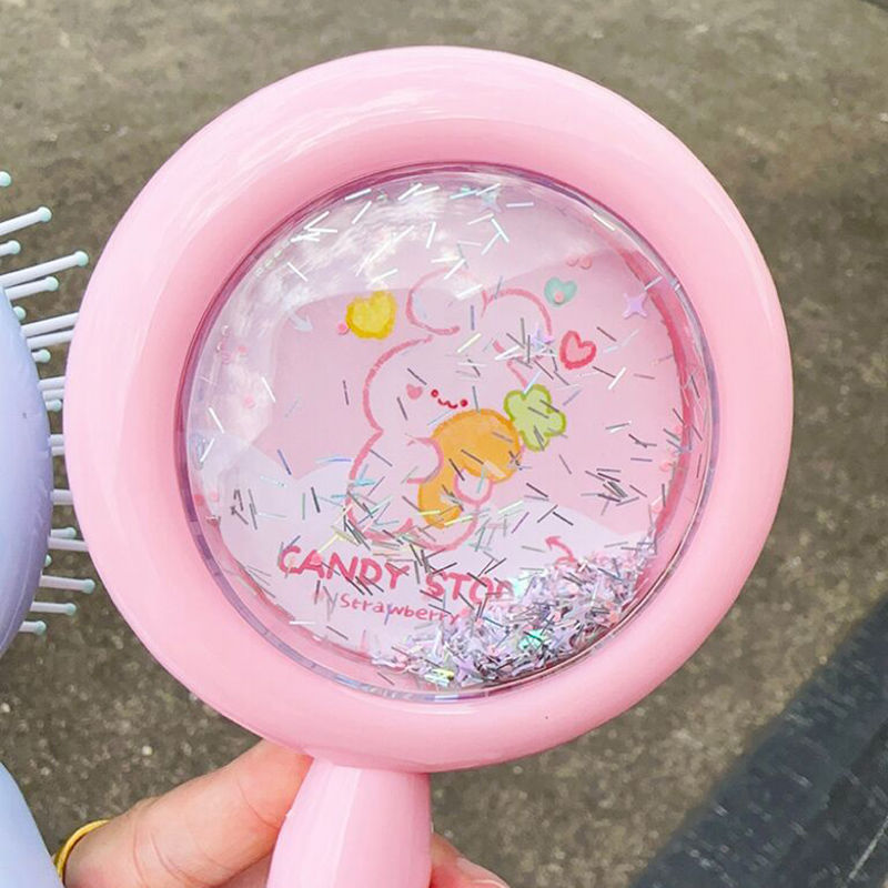 Cute Air Cushion Comb Cartoon Sequins Airbag Comb Massage Comb for Women Only Portable Portable Hair Fluffy Artifact