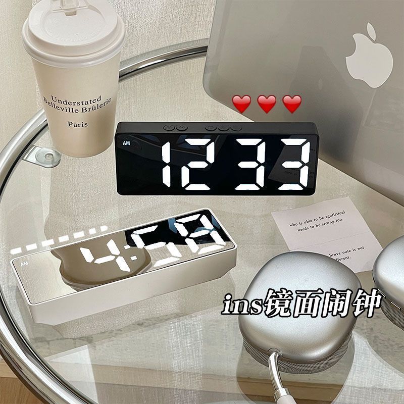 ins luminous alarm clock bedroom desktop living room clock clock table decoration led digital display electronic clock