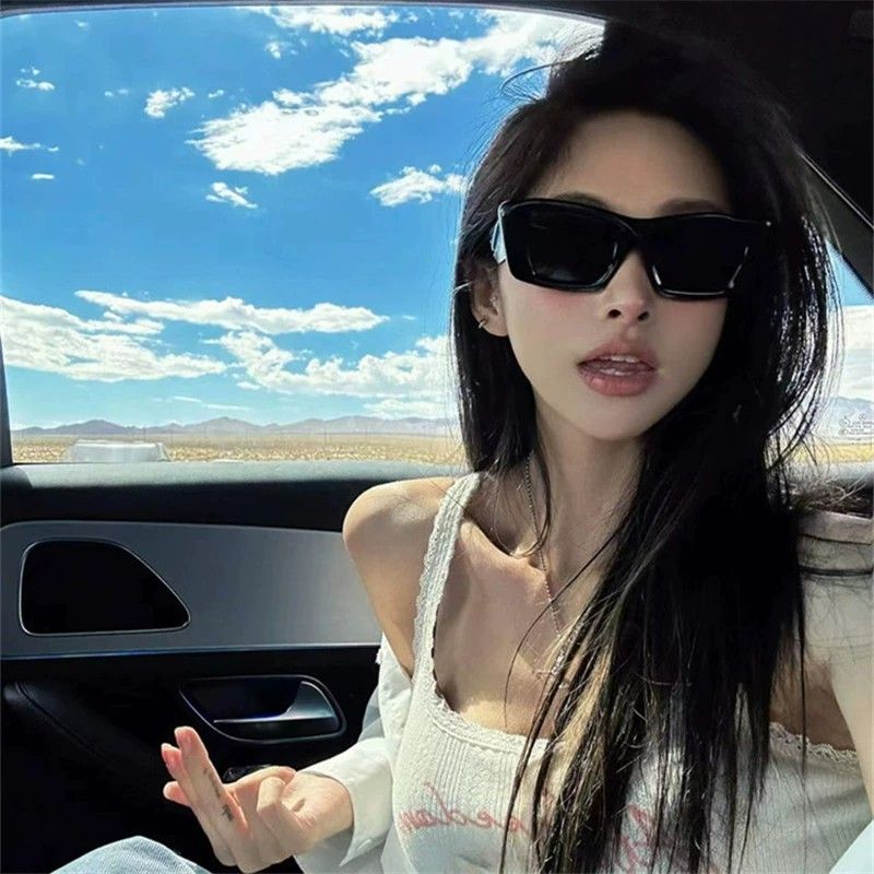 retro  eye large rim sunglasses european and american trends hot girl concave shape slimming uv protection fashion unique hipster