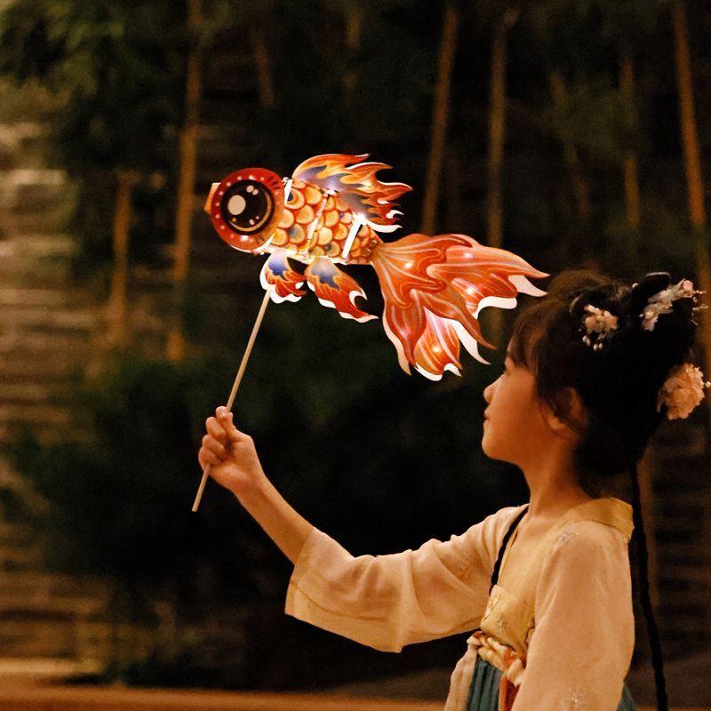 Handmade Diy Lucky Goldfish Lantern Children Material Kit Lantern Non-Heritage Antique Fancy Carp Stall Festive Lantern