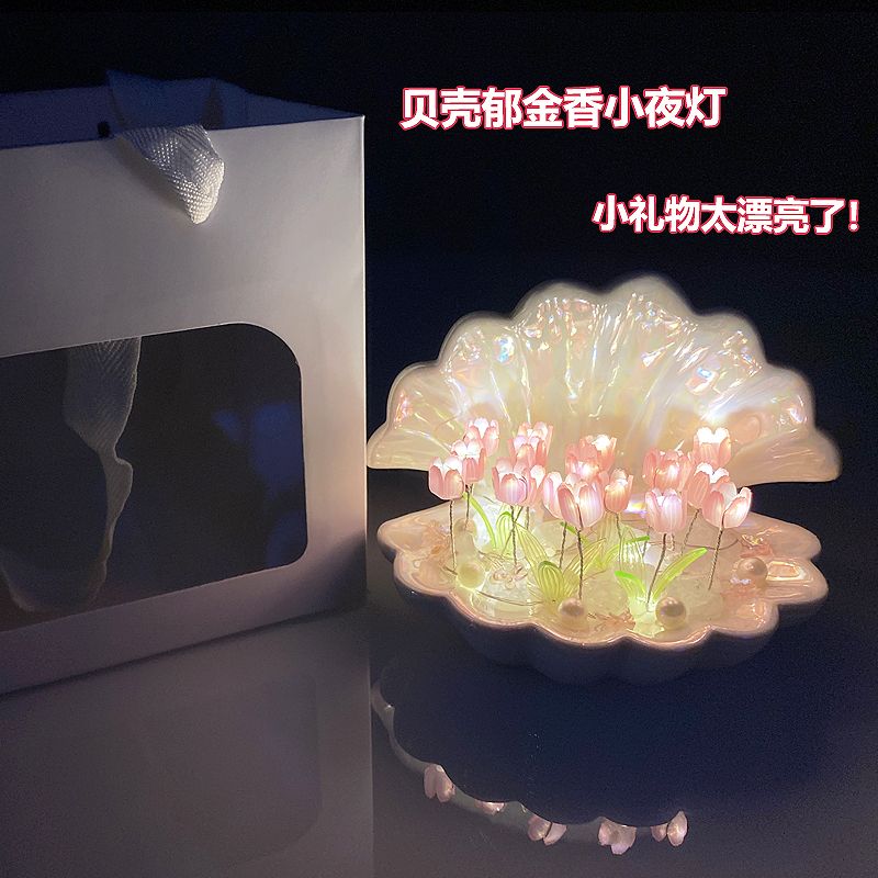 ins bedroom tulip night light ceramic creative handmade diy production new year small gift for girls high sense