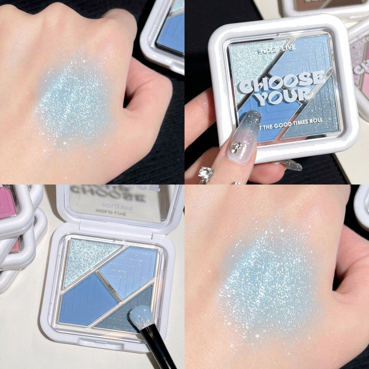 holdlive new pocket puzzle four color eyeshadow palette earth color blue purple pink milk tea color matching eye shadow