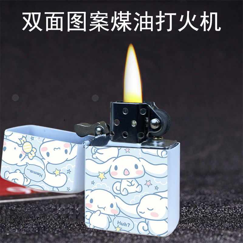 double-sided cinnamoroll babycinnamoroll lighter nostalgic kerosene roller lighter personalized cartoon creative for boyfriend holiday gift