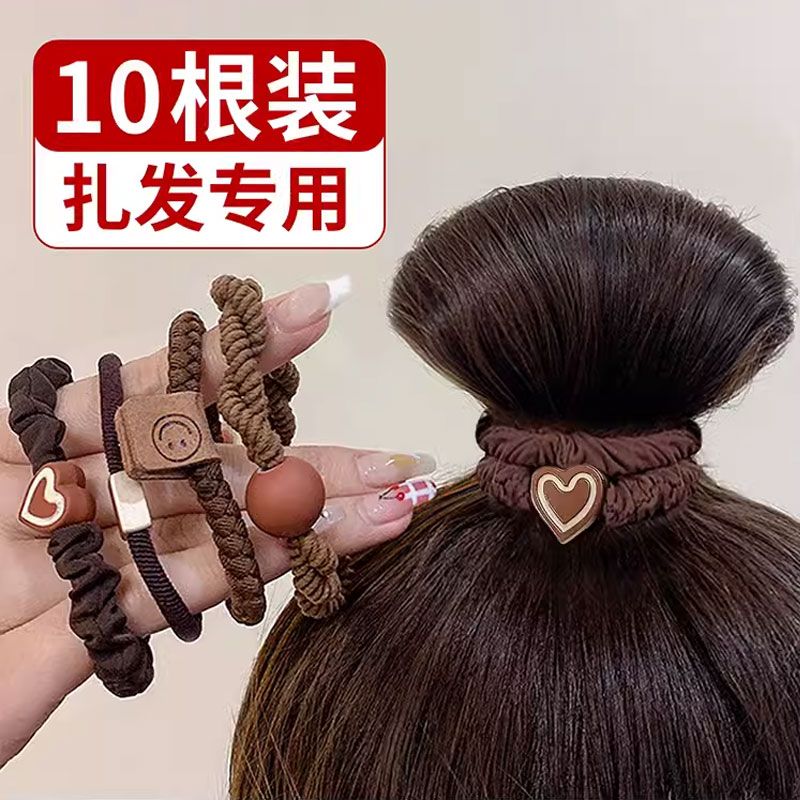 headband 2023 new rubber band women‘s high elastic hair band tie hair ponytail hair string simple and durable seamless leather cover