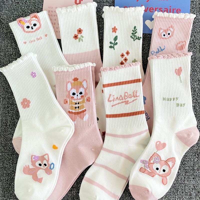 student cartoon series kid‘s socks cotton spring and autumn winter thick middle， small and older children baby girl middle tube girls‘ socks