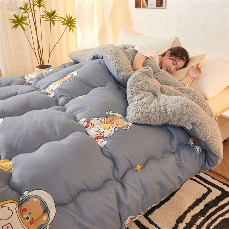 thickened 5.00kg lambswool winter quilt winter fleece-lined quilt air conditioner quilt dormitory single person double quilt spring and autumn duvet mattress