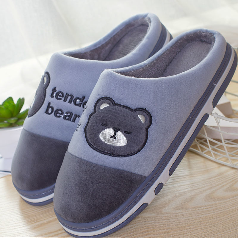 cotton slippers men‘s and women‘s winter couple home warm winter non-slip men‘s plus size thick bottom fleece-lined indoor cotton slippers