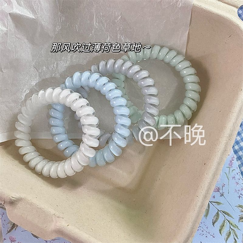 8 pieces! mint milk green white phone line hair ring elegant rubber band women‘s head rope high elastic durable seamless hair rope