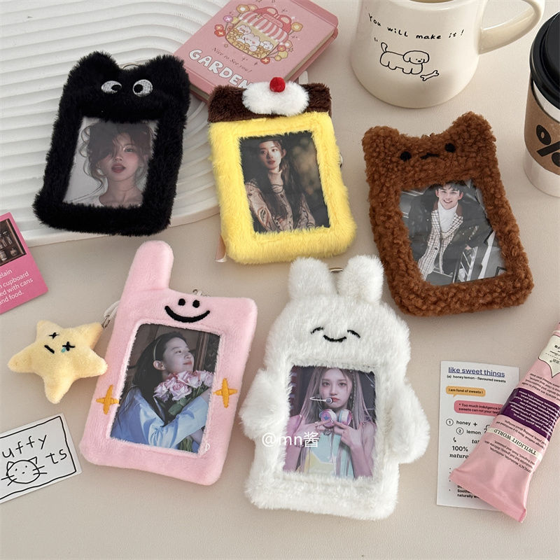 cute cartoon plush card holder ins campus meal card bus pass aidou mini truck photo protective cover display pendant