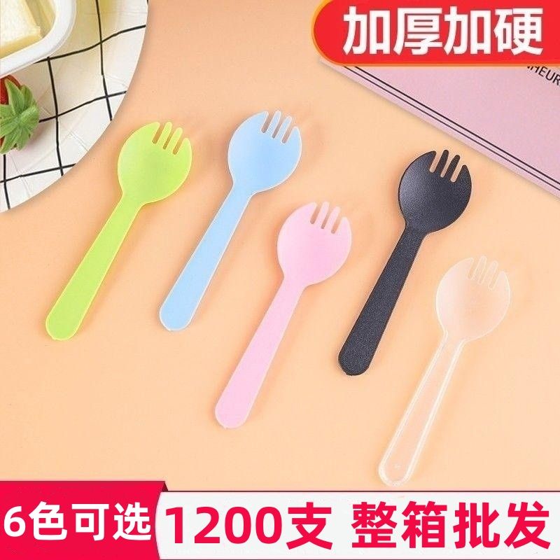 hardened cake spoon fork disposable spoon thickened dessert spoon independent packaging fruit fishing fork plastic spoon wholesale