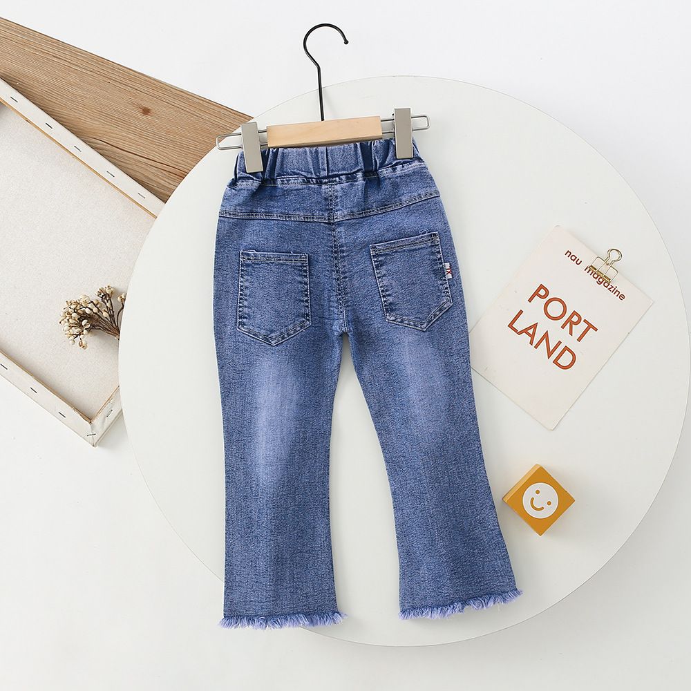 Girls' Jeans Spring and Autumn 2023 New Autumn Children Outerwear Casual Pants Children Korean Style Fashionable Trousers Fashion